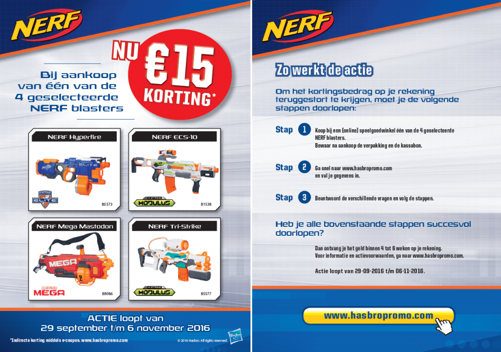 Nerf € 15,- Cashback Promo Voucher