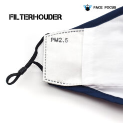 Face Focus Wasbaar Mondkapje Katoen Filter Vormbare Neusbrug Donkerblauw