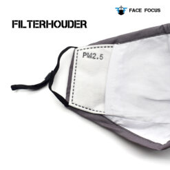 Face Focus Wasbaar Mondkapje Katoen Filter Vormbare Neusbrug Grijs