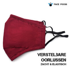 Face Focus Wasbaar Mondkapje Katoen Filter Vormbare Neusbrug Rood