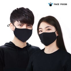 Face Focus Wasbaar Zwarte Mondkapje van Katoen - 2 stuks