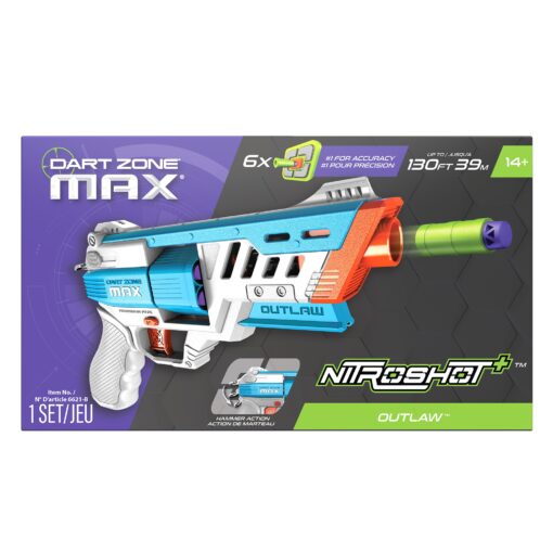 Dart Zone Max Nitroshot+ Outlaw - Blauw - nerf-pijltjes.nl