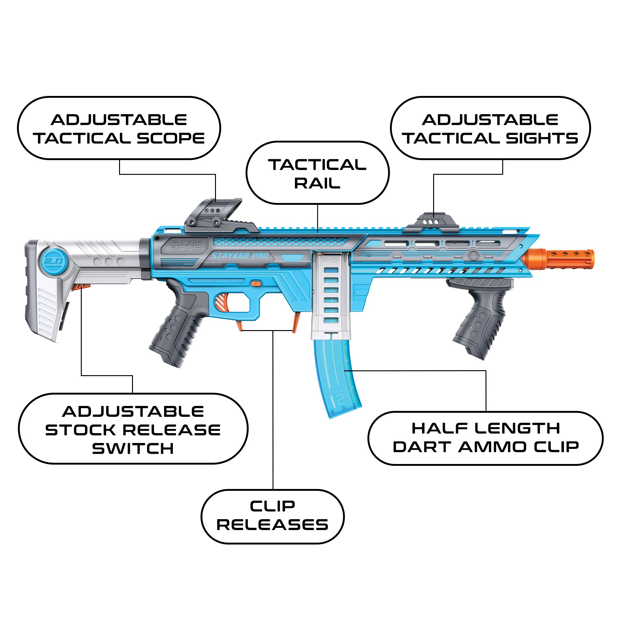 Dart Zone Max Nitroshot+ Stryker Pro – Blauw
