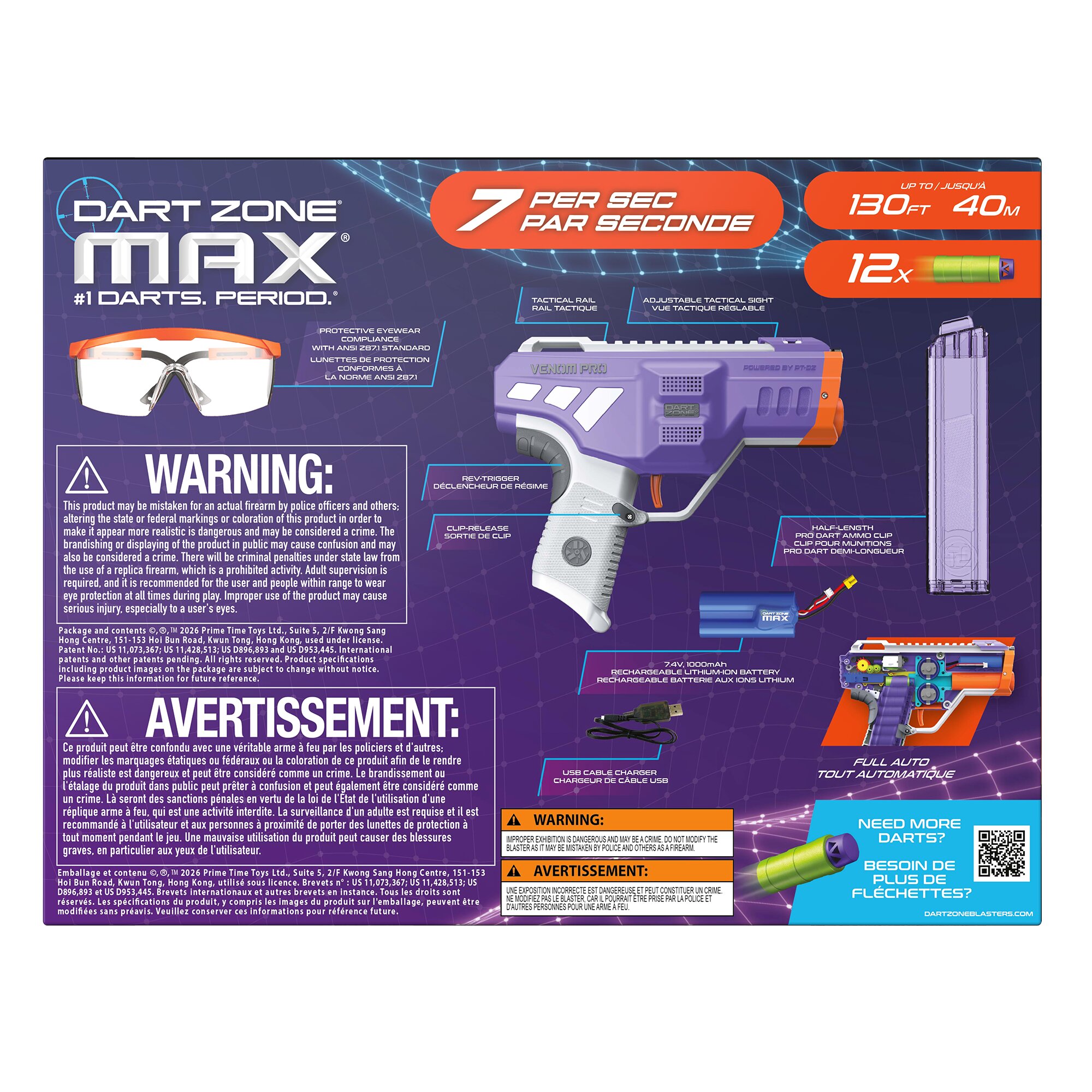 Dart Zone Max Nitroshot+ Venom Pro – Paars